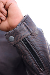 Men’s Vintage Leather Motorcycle Armored Jacket