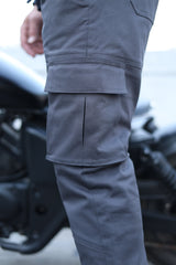 Men's Cargo Pant Cotton Twill Loose Fit Grey - OZ MOTOGEAR