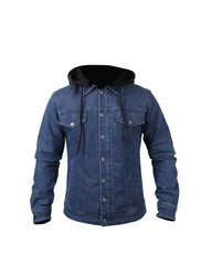 Denim Hooded Biker Jacket