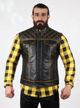 Motorbike Vest Yellow & black