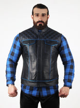Motorbike Vest Blue & black