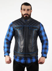 Motorbike Vest Blue & black