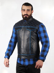 Motorbike Vest Blue & black