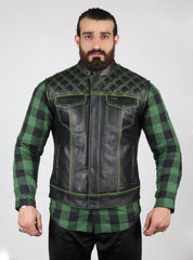 Motorbike Vest Black & green