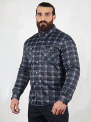 Mesh Shirt Dark Blue Check with Red Boxes