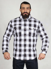 Black and White Flannel- CE AA Rated Fully Kevlar Lined