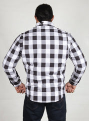 Black and White Flannel- CE AA Rated Fully Kevlar Lined