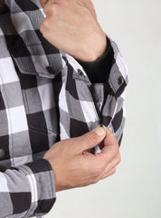 Black and White Flannel- CE AA Rated Fully Kevlar Lined