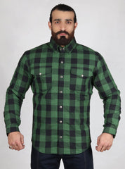 Black and Green Flannel- CE AA Rated Fully Kevlar Lined