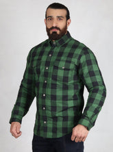 Black and Green Flannel- CE AA Rated Fully Kevlar Lined