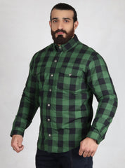 Black and Green Flannel- CE AA Rated Fully Kevlar Lined