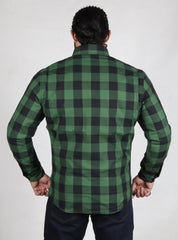 Black and Green Flannel- CE AA Rated Fully Kevlar Lined