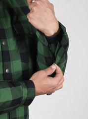Black and Green Flannel- CE AA Rated Fully Kevlar Lined