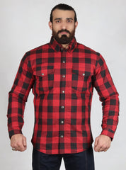 Red and Black Flannel Shirt- CE AA Rated Fully Kevlar Lined