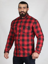 Red and Black Flannel Shirt- CE AA Rated Fully Kevlar Lined