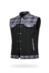 Denim style leather vest
