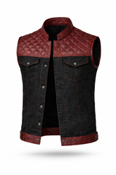 Leather Vest | Denim Combo
