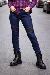 Ladies Armored Pant Denim Blue - OZ MOTOGEAR