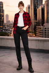 Ladies Cargo Pant Cotton Twill Black - Loose Fit - OZ MOTOGEAR