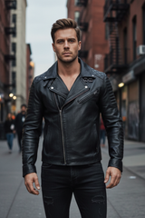 Men's Biker Quilted Leather Jacket