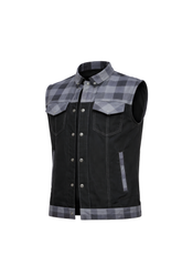 Denim style leather vest