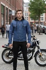 Hooded Denim Jacket for Bikers