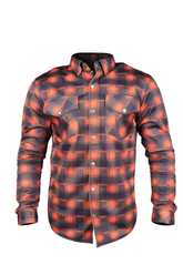 Orange Check Armored Men`s Mesh Shirt – Summer Motorcycle Mesh Shirt with Level 2 Protection