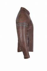 Men’s Leather Motorcycle Jacket Vintage Brown - OZ MOTOGEAR