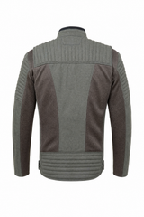 Men's Mesh Canvas Biker Jacket Dark Brown with Grey Accents - Level 2 Protection - OZ MOTOGEAR