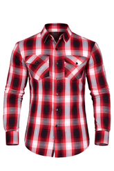 Red & White Armored Motorcycle Flannel Shirt – Level 2 Protection