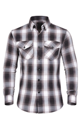 White & Black Armored Motorcycle Flannel Shirt – LEVEL 2 PROTECTION