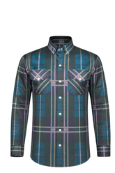Men`s Summer Motorcycle Mesh Shirt Forestland Plaid - Level 2 Protection - OZ MOTOGEAR