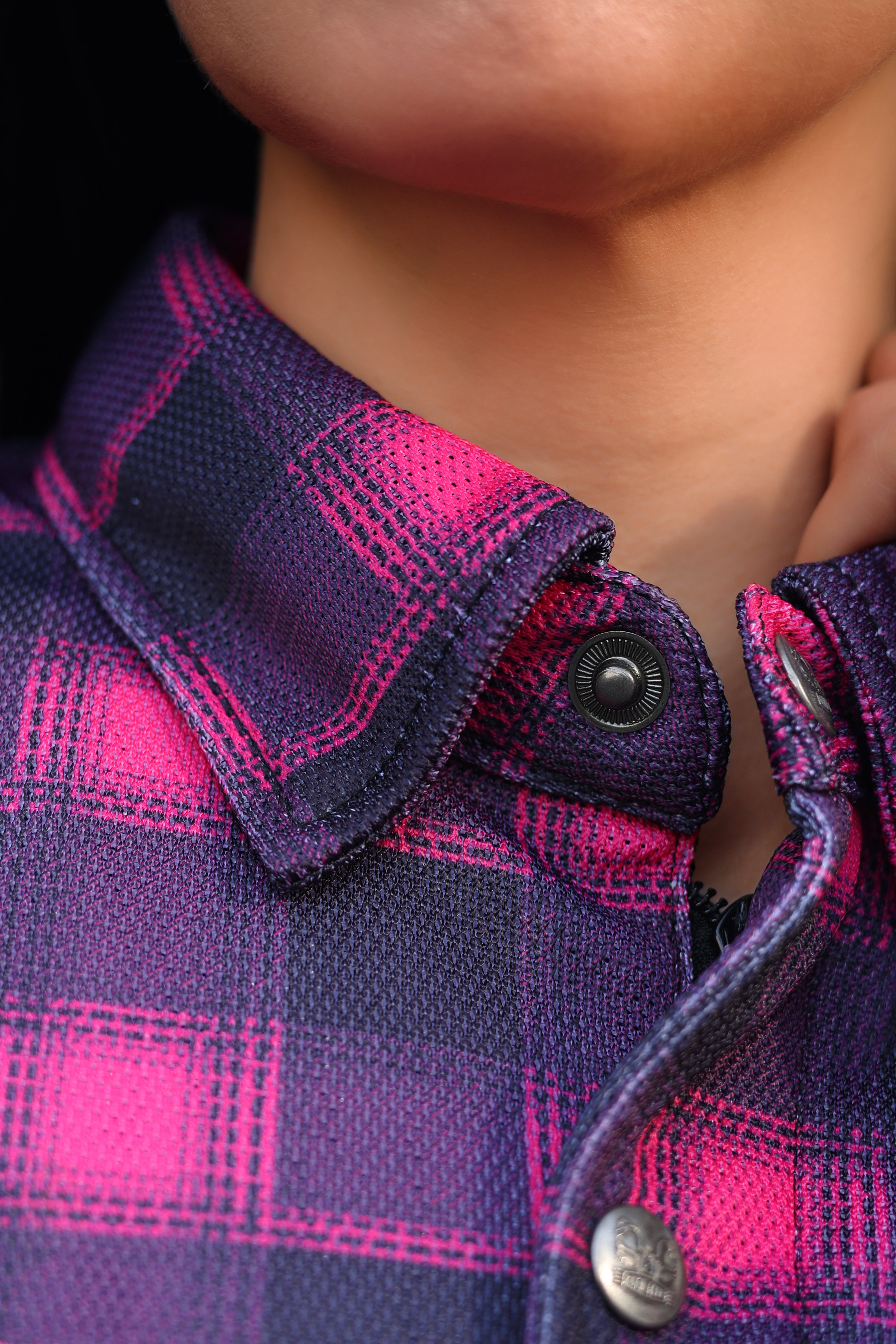 Ladies Pink Plaid Protective Mesh Shirt