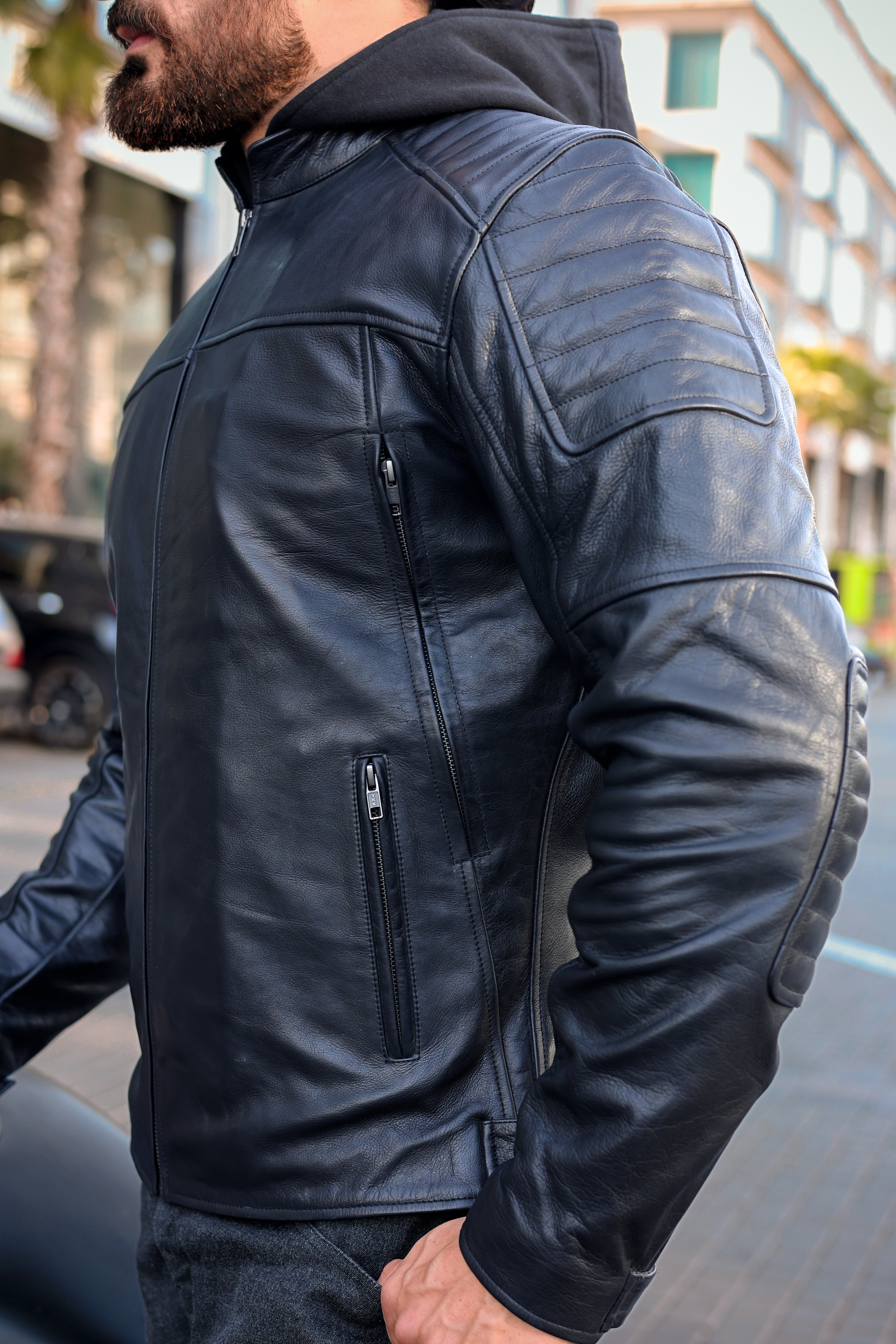 Ultimate Black Winter Protective Leather Jacket