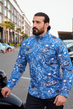 Skyline Skull Shield Summer Mesh Shirt