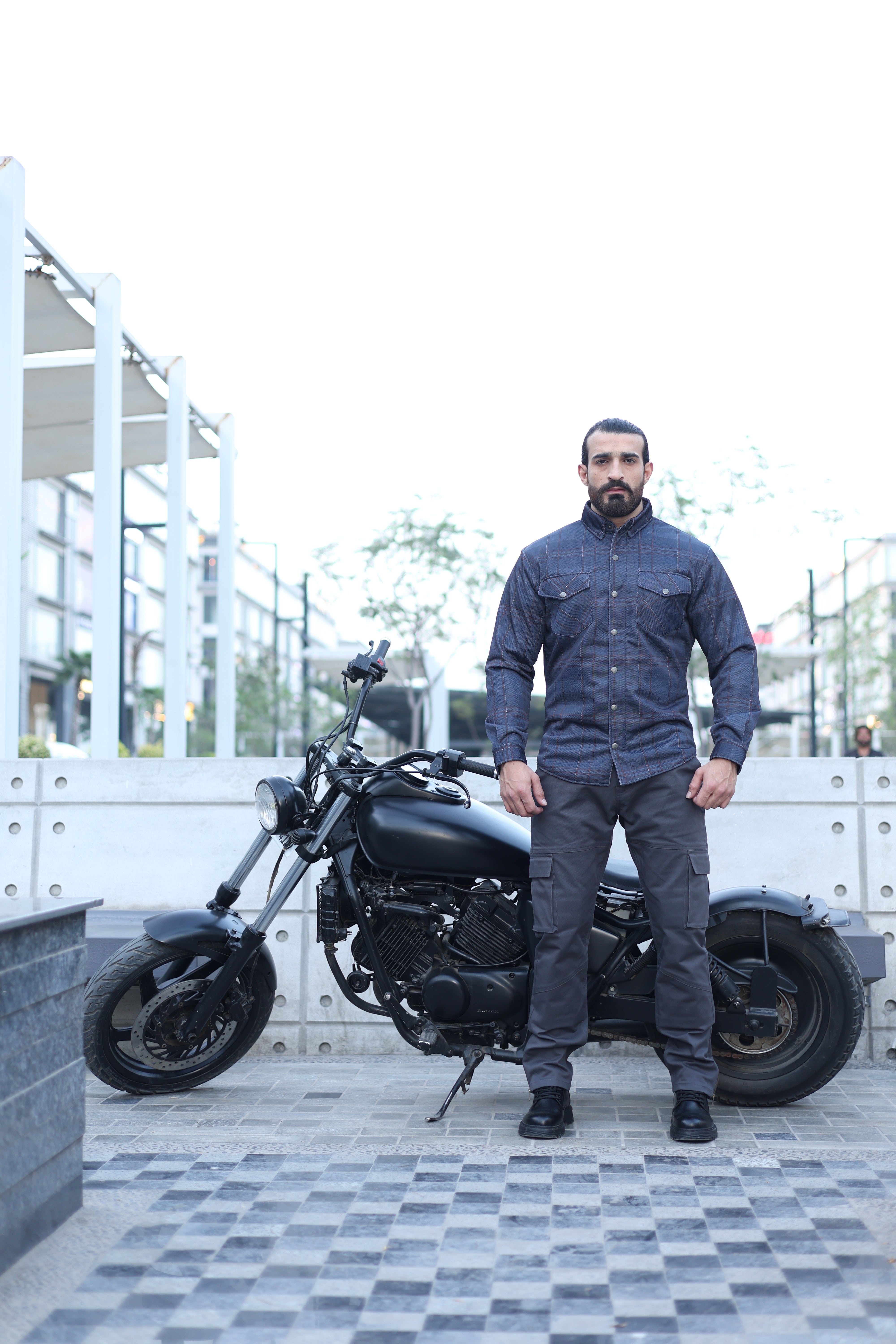 Cotton Twill Cargo Armored Pants- Loose Fit
