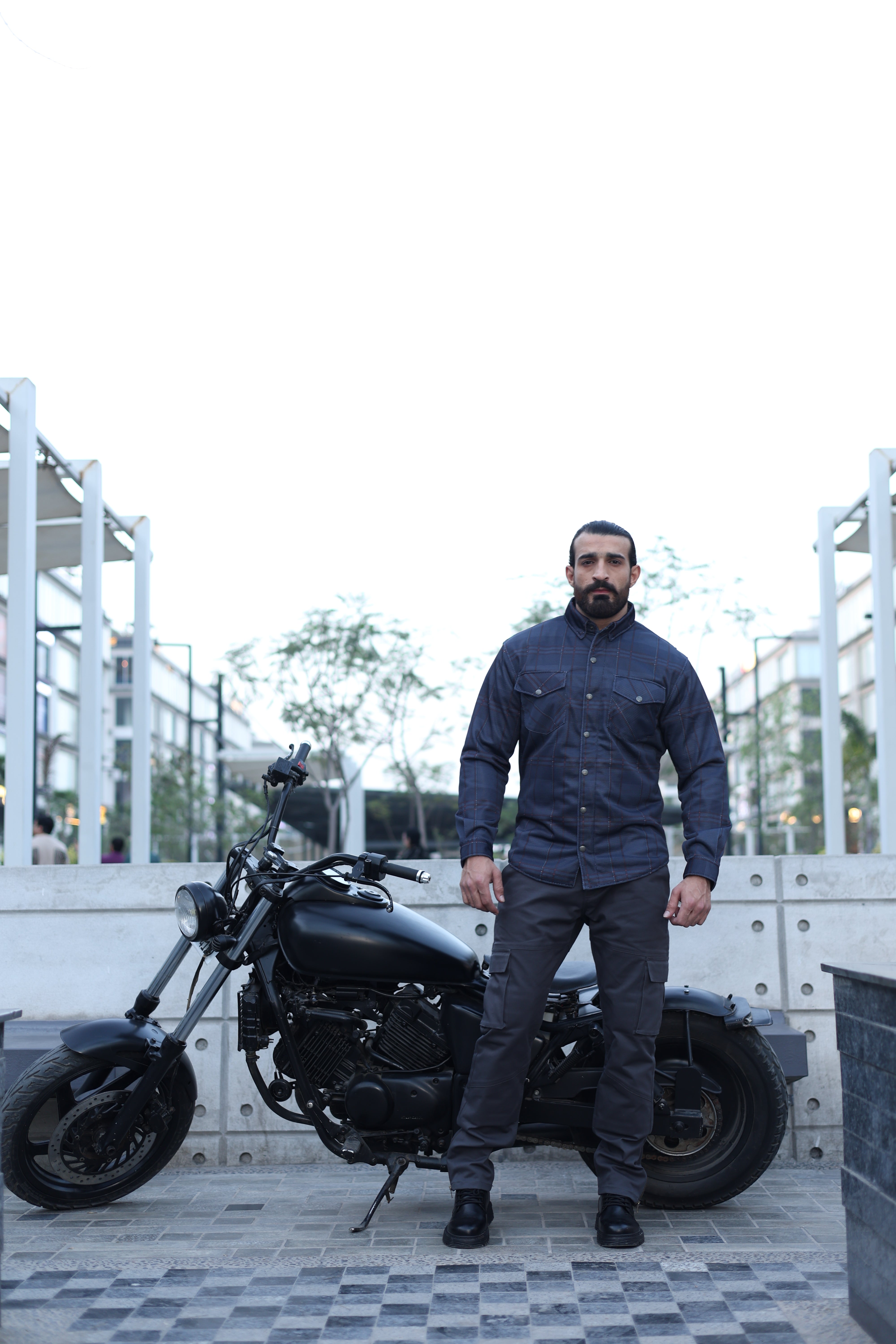 Cotton Twill Cargo Armored Pants- Loose Fit