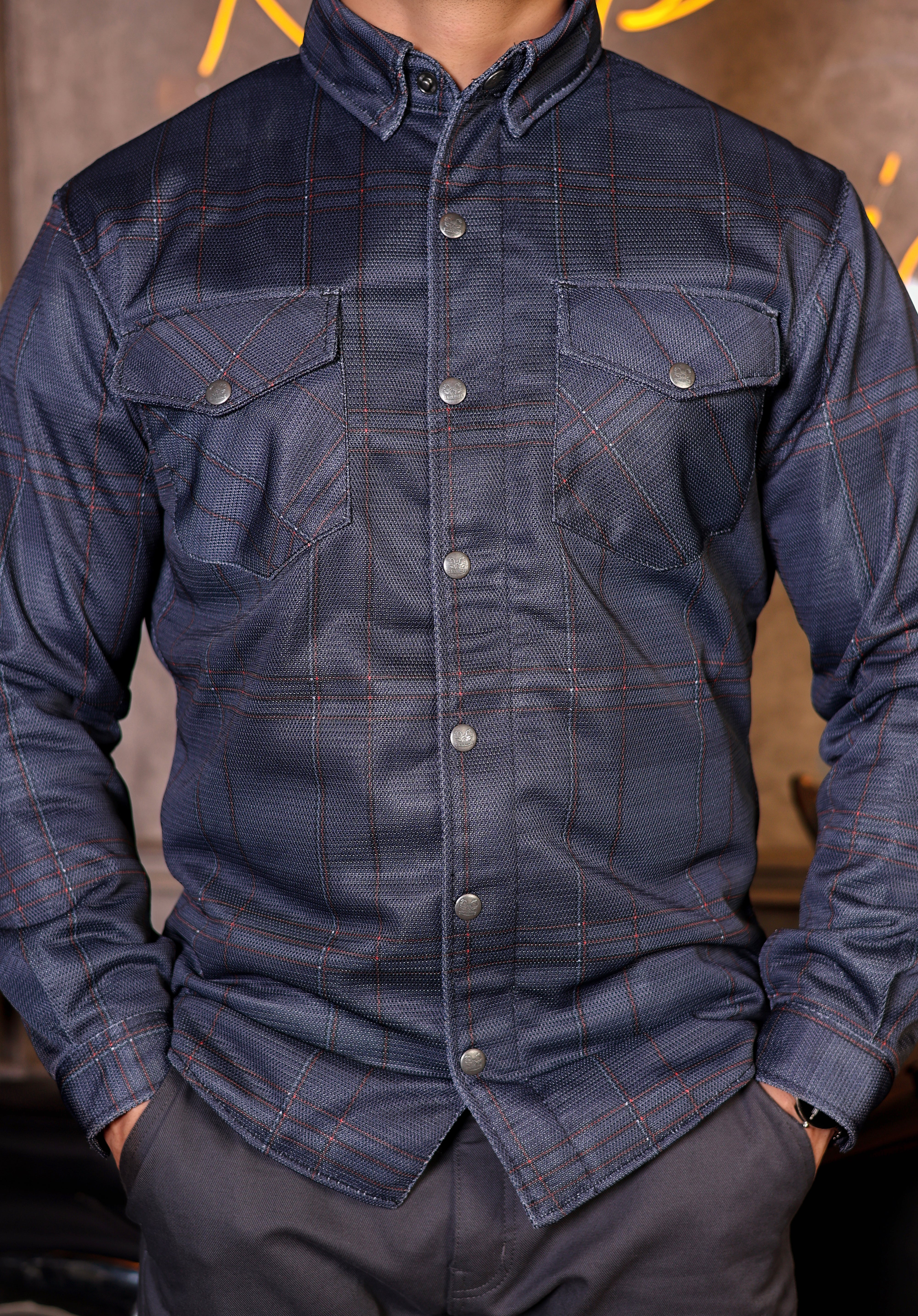 Mesh Protective Shirt With Orange Lines