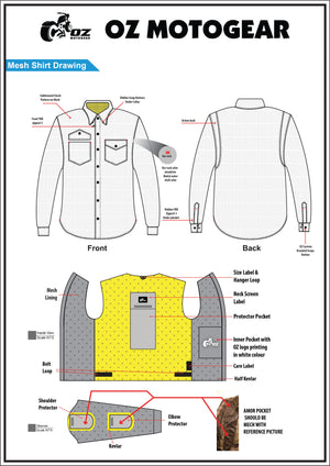 Mesh Shirt Check Dark Blue with Orange lines