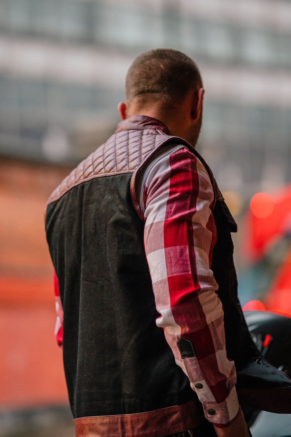 Denim Combo Leather Vest