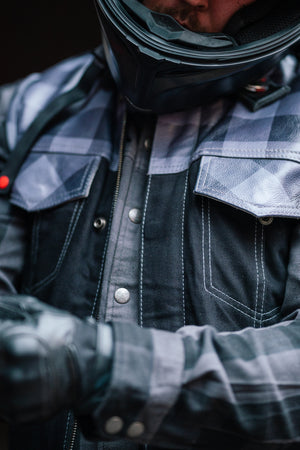 Checkered Leather & Denim Vest for men