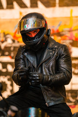 Men's Biker Quilted Leather Jacket