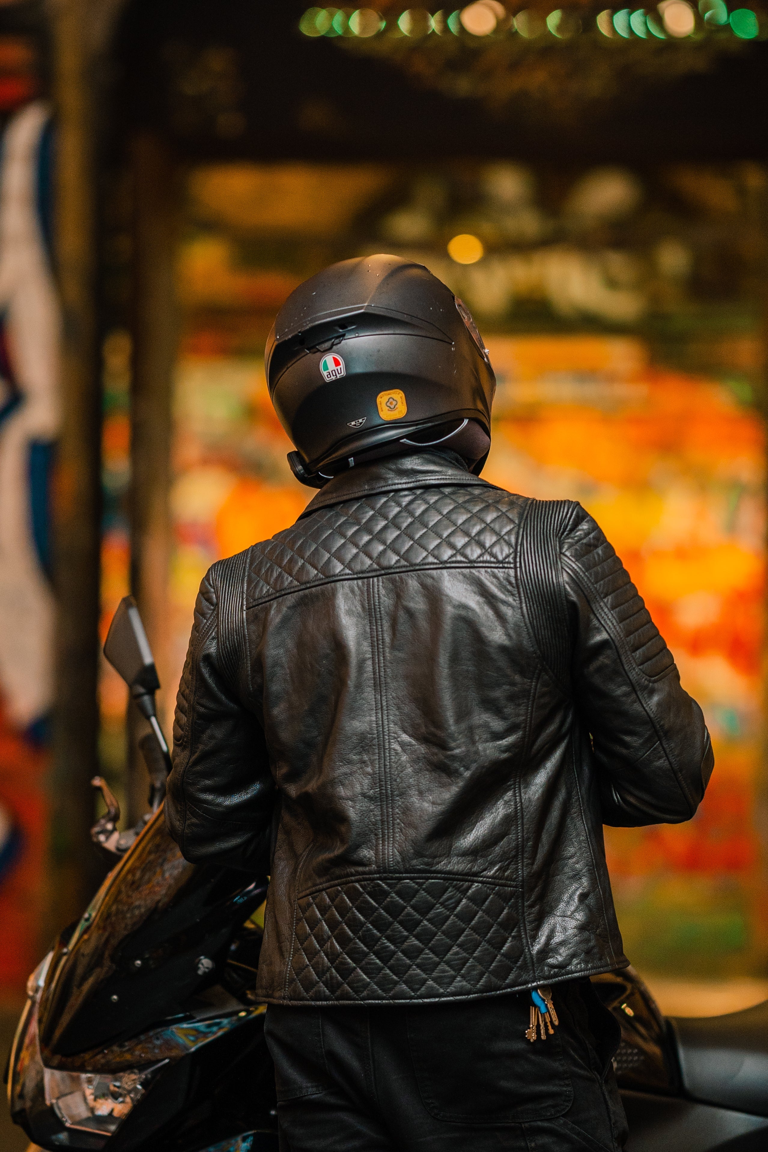 Men's Biker Quilted Leather Jacket