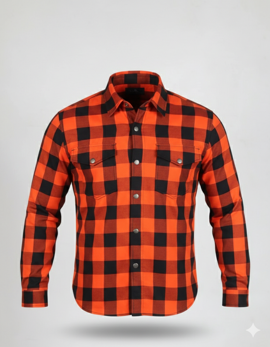 Orange and Black Flannel (Kevlar Lined) - CE AA Rated