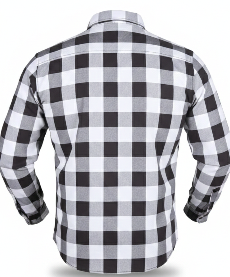 Black and White Flannel- CE AA Rated Fully Kevlar Lined
