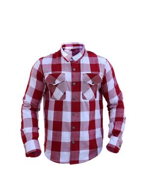 flannel shirt in red and white color