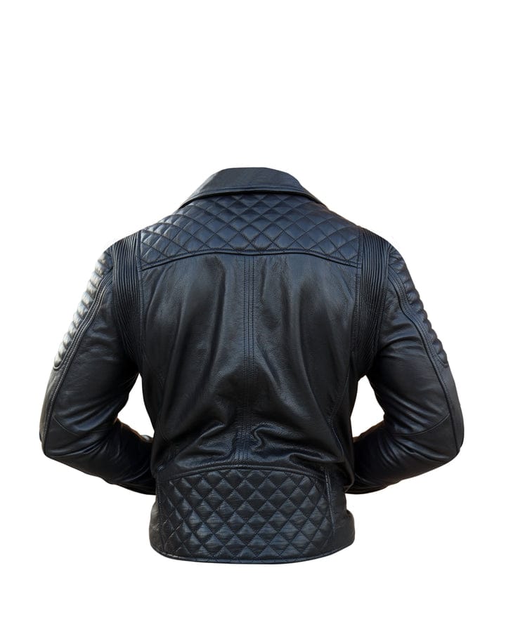 Men's Biker Quilted Leather Jacket - OZ Moto Gear