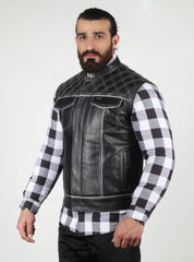 Motorbike Vest Black & white