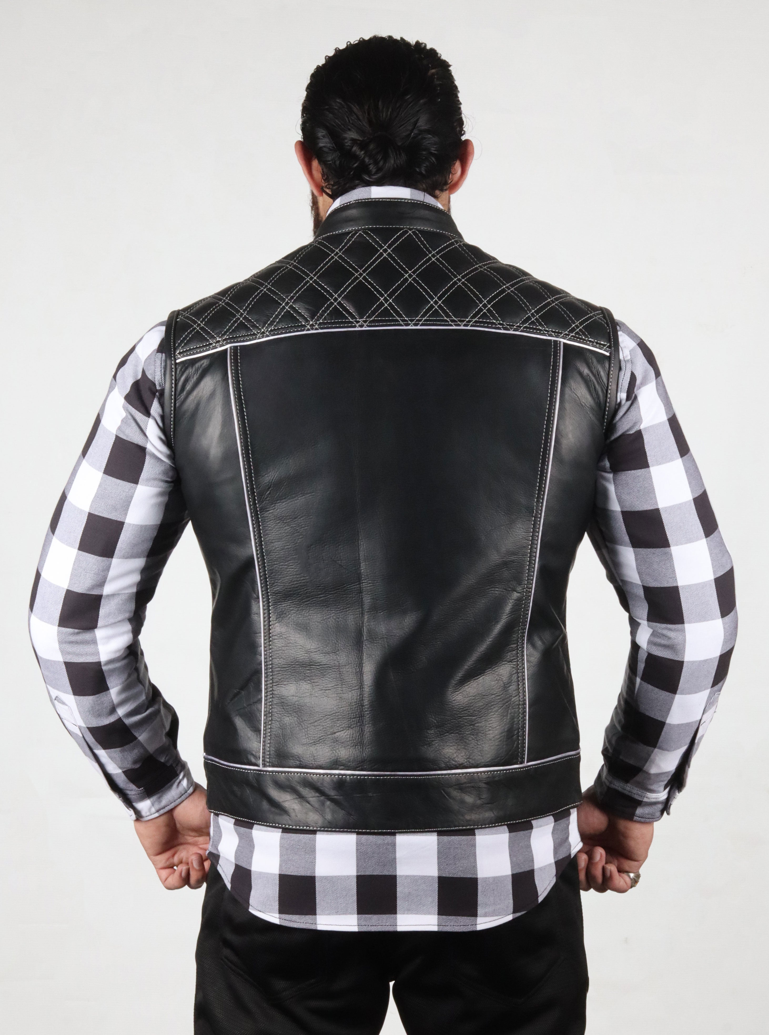 Motorbike Vest Black & white