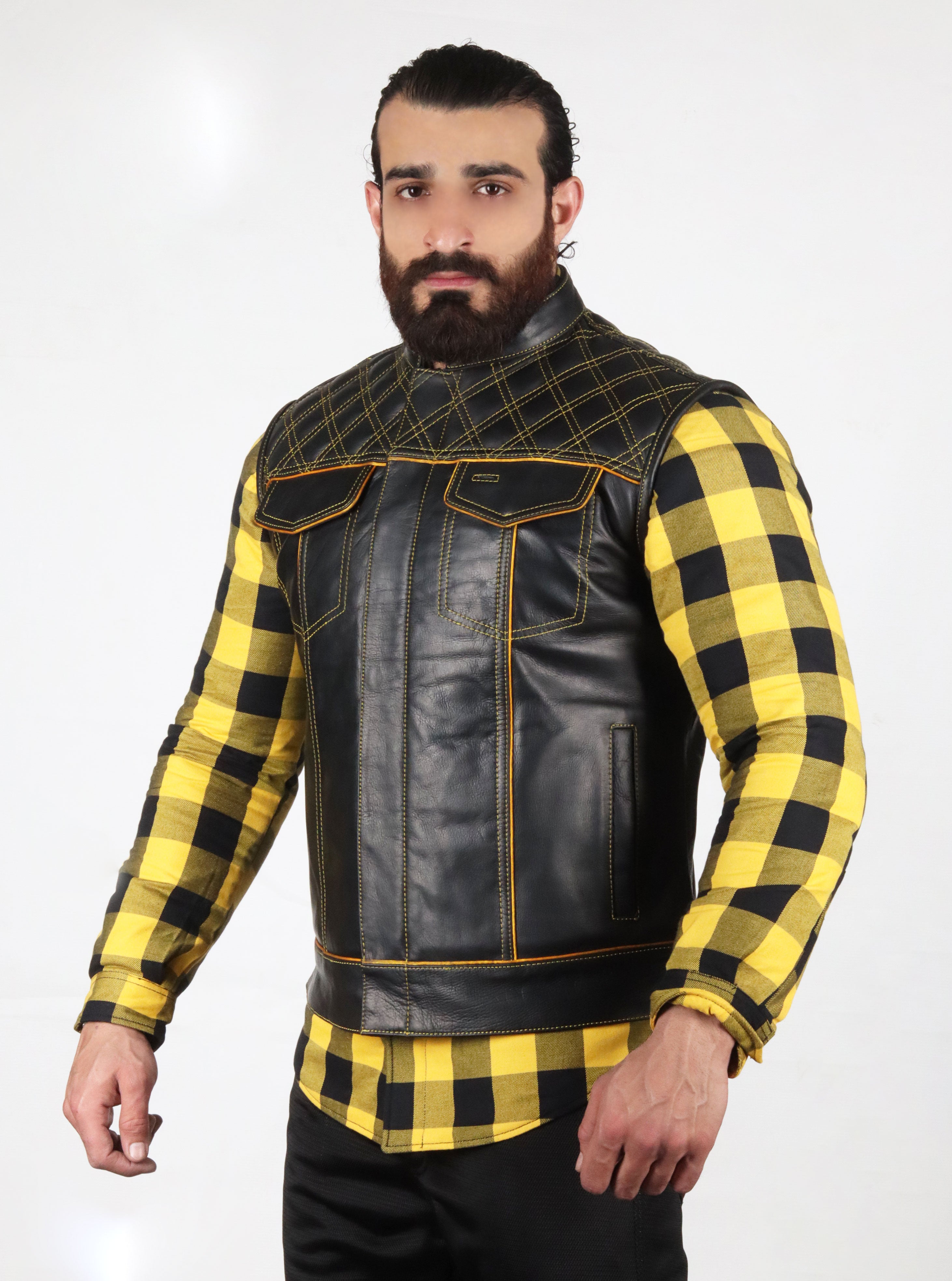 Motorbike Vest Yellow & black